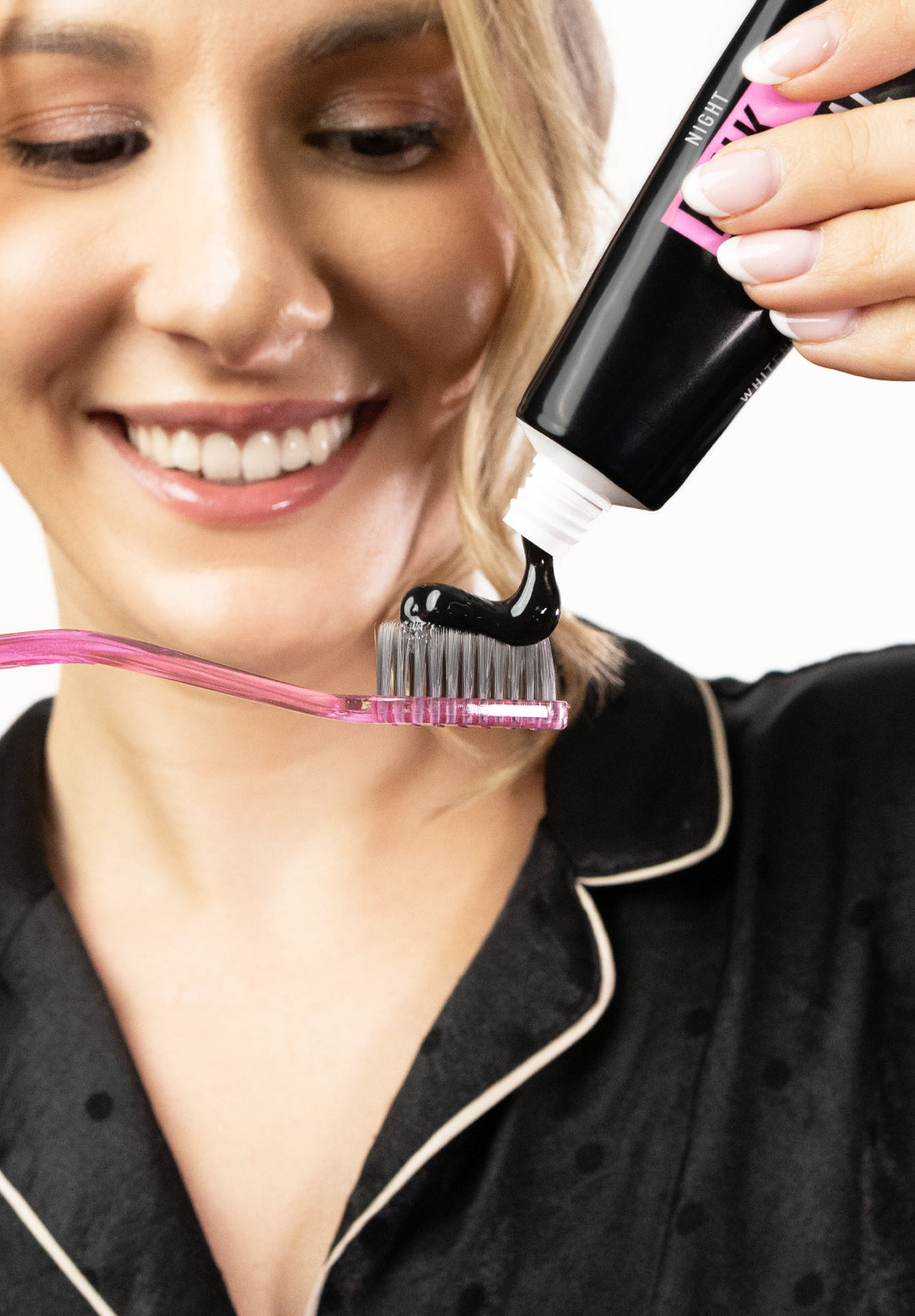 Pink Toothbrush with Charcoal Bristles