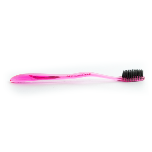 Pink Toothbrush with Charcoal Bristles