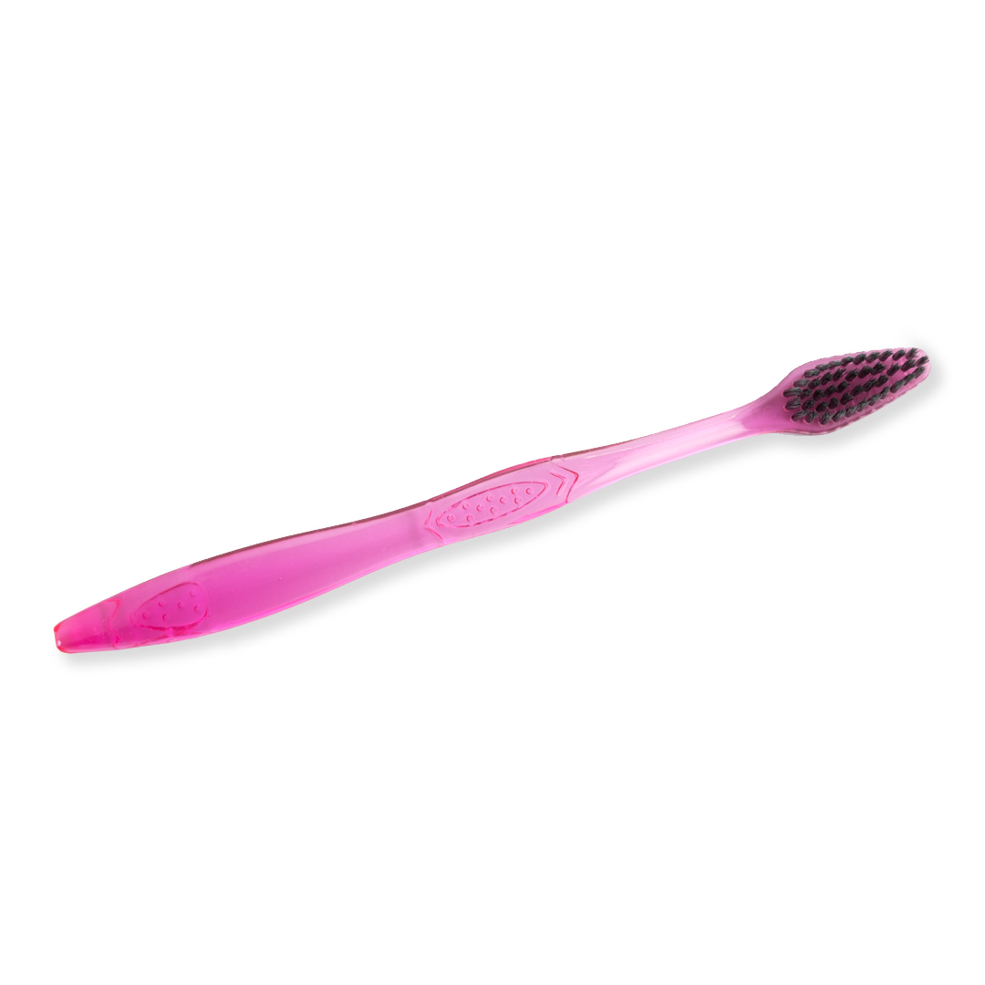Pink Toothbrush with Charcoal Bristles